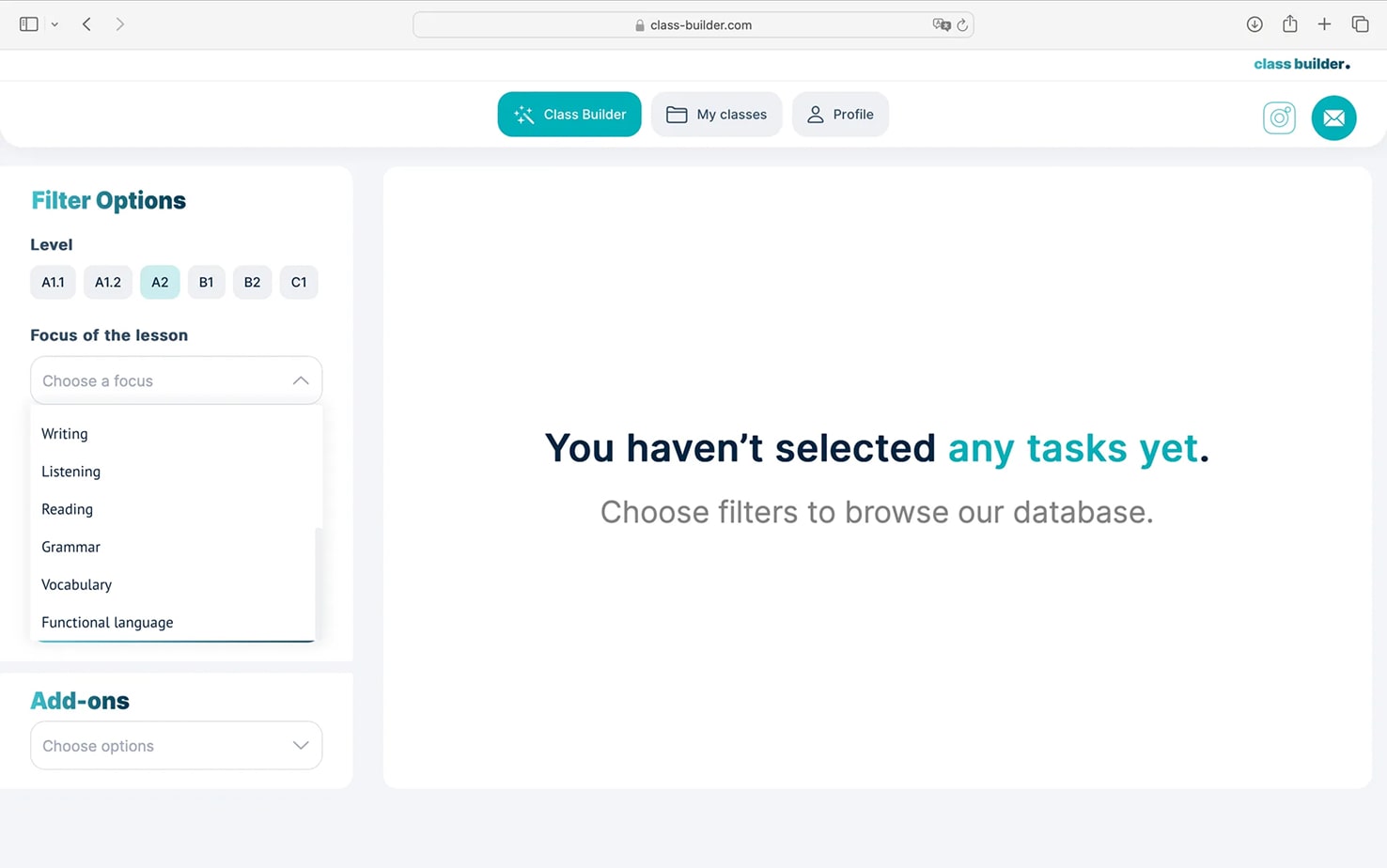 Browse ESL activities and ready-to-use lessons with smart tags in Class Builder – english second language lesson tasks handpicked by real teachers